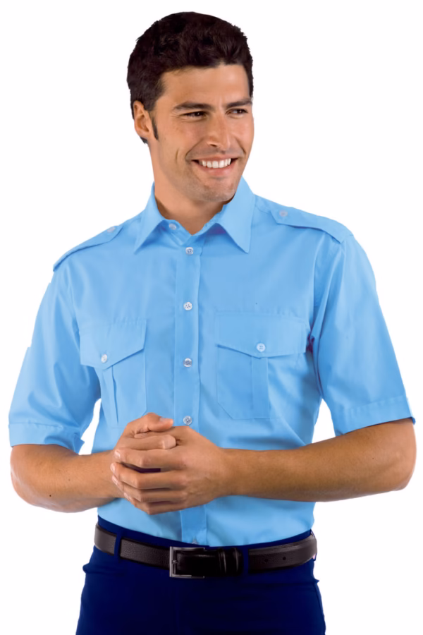 camicia pilota azzurra maniche corte